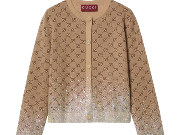 CARDIGAN - GUCCI JACQUARD BEIGE/MARRONE