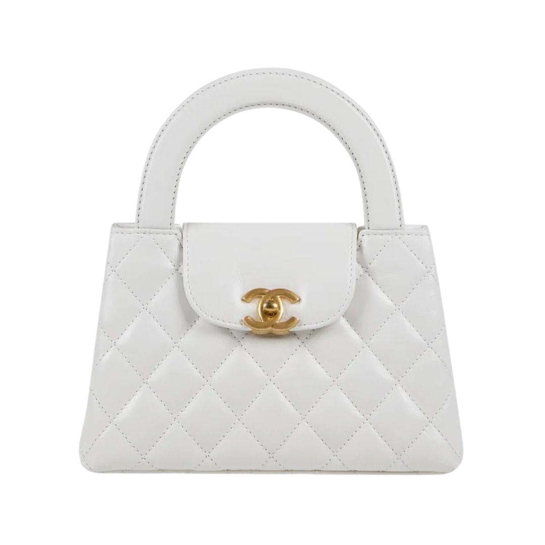 MINI BORSA - CHANEL KELLY PICCOLA IN VITELLO LUCIDO BIANCO