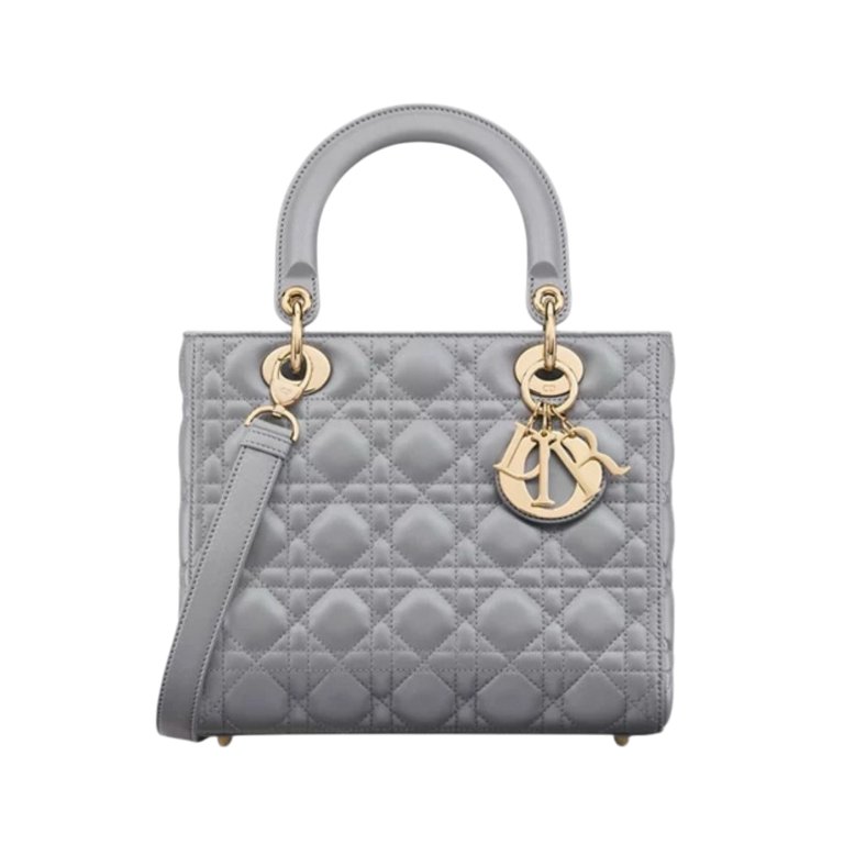 BORSA - DIOR LAMBSKIN CANNETÈ PERLATO GRIGIO OPALINO