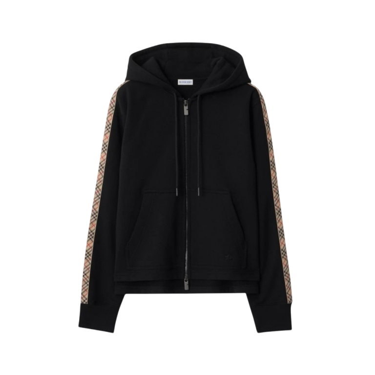 FELPA - BURBERRY CON ZIP E CAPPUCCIO CHECK