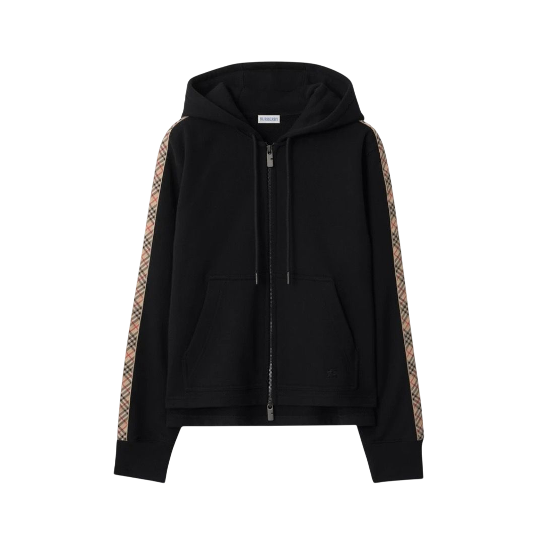 FELPA - BURBERRY CON ZIP E CAPPUCCIO CHECK
