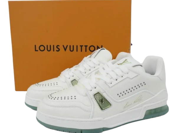 TRAINER LV WHITE GREEN RIVETS