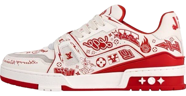 LV TRAINER GRAFFITI WHITE/RED