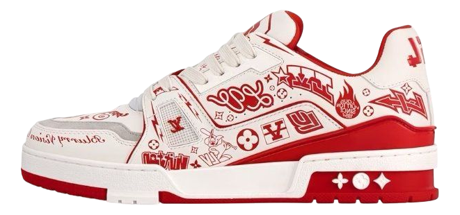 LV TRAINER GRAFFITI WHITE/RED