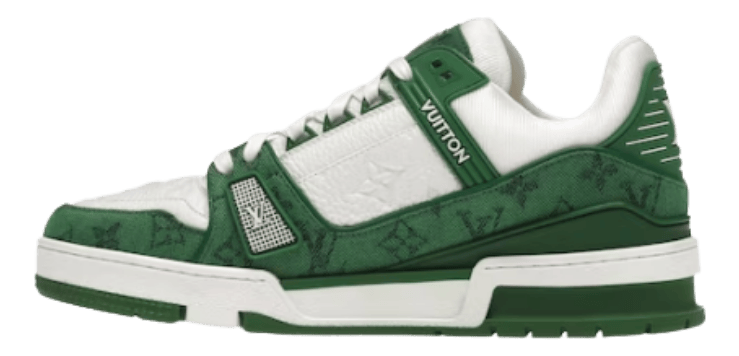 Trainer Green Monogram Denim White