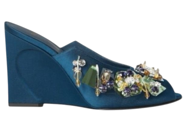 SANDALI - FENDI IN TESSUTO BLU RICAMATO