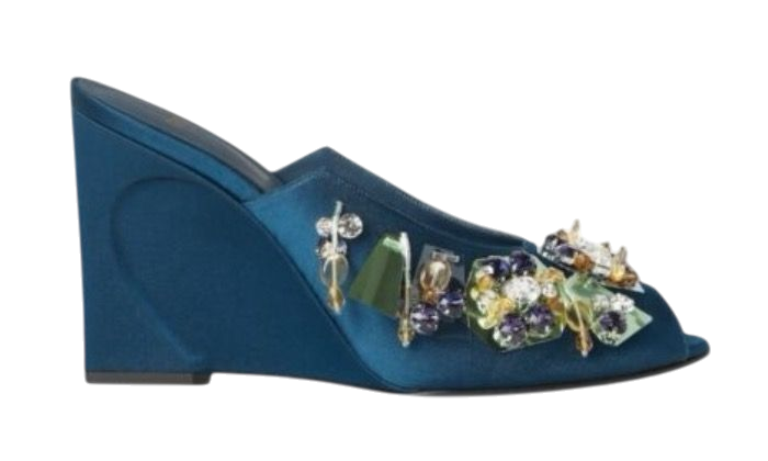 SANDALI - FENDI IN TESSUTO BLU RICAMATO