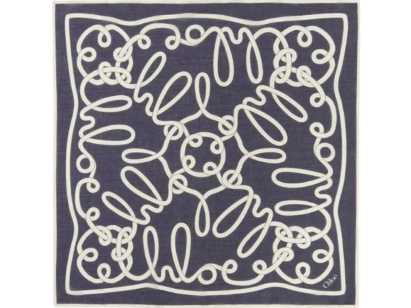 FOULARD - CHLOE IN SETA BLU & BEIGE
