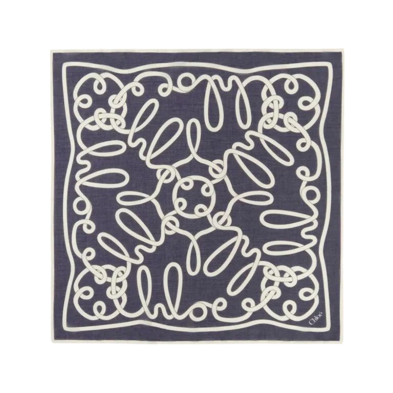 FOULARD - CHLOE IN SETA BLU & BEIGE