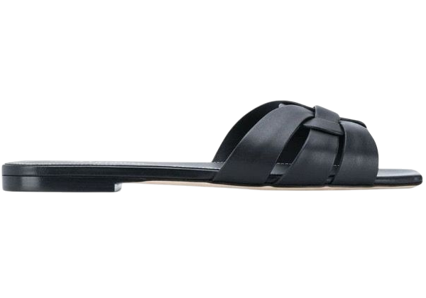 SANDALI - SAINT LAURENT TRIBUTO FLAT NERO