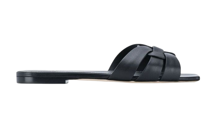 SANDALI - SAINT LAURENT TRIBUTO FLAT NERO