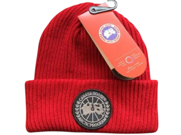 BERRETTO - CANADA GOOSE ROSSO CON LOGO GRIGIO