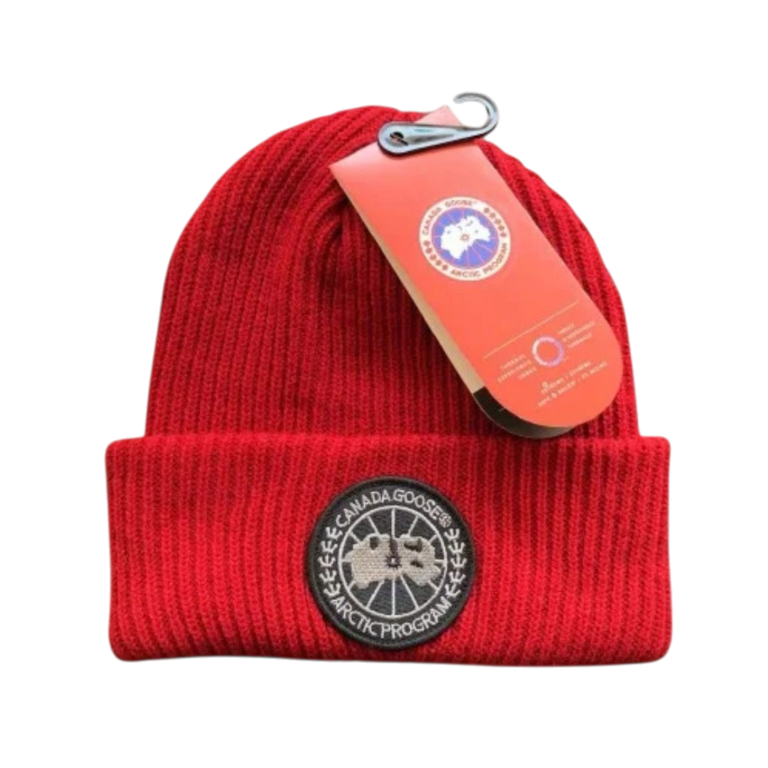 BERRETTO - CANADA GOOSE ROSSO CON LOGO GRIGIO
