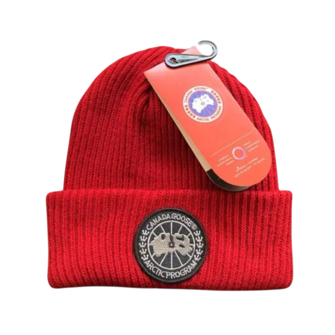 BERRETTO - CANADA GOOSE ROSSO CON LOGO GRIGIO
