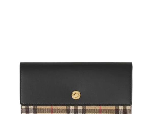 PORTAFOGLIO - BURBERRY LEATHER WALLET WITH VINTAGE CHECK
