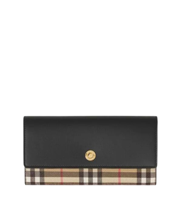 PORTAFOGLIO - BURBERRY LEATHER WALLET WITH VINTAGE CHECK