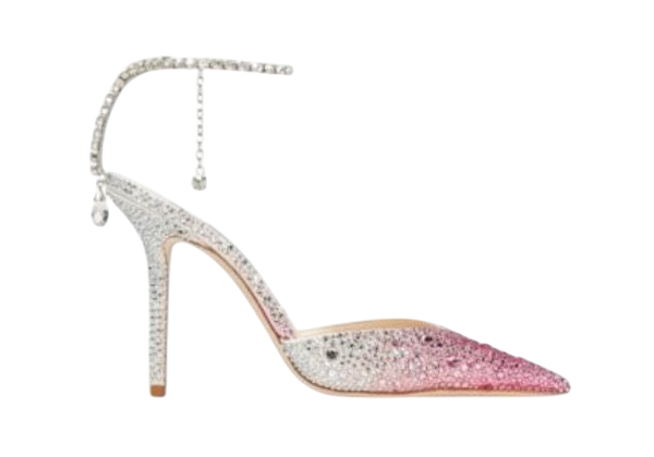 TACCHI - JIMMY CHOO CANDY PINK SATIN PUMPS WITH CRYSTALS