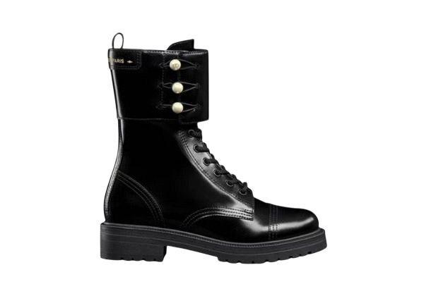 STIVALI - DIOR PELLE DI VITELLO NERO OPACO E PERLE IN RESINA BIANCA