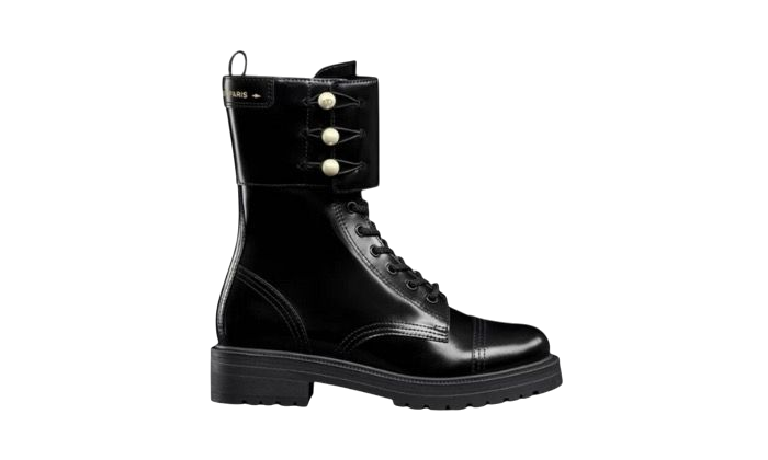 STIVALI - DIOR PELLE DI VITELLO NERO OPACO E PERLE IN RESINA BIANCA