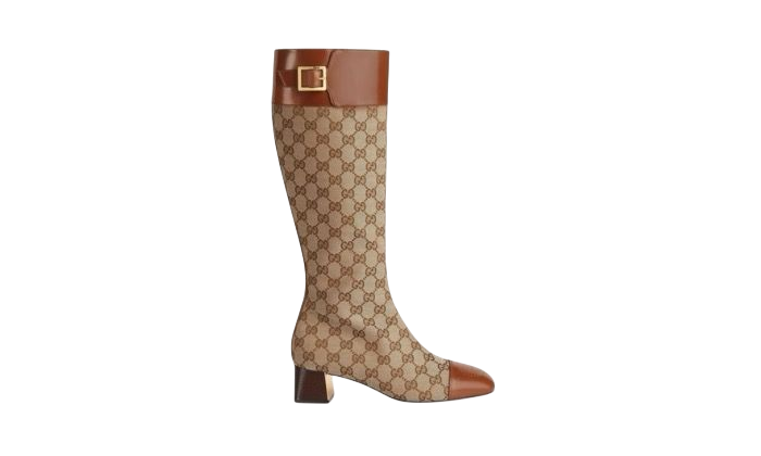 STIVALI - GUCCI CON TACCO KNEEHOHE GG BEIGE