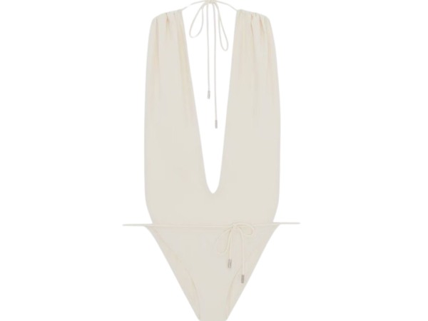 COSTUMI - SAINT LAURENT BACKLESS V-HALTER CREMA/BIANCO