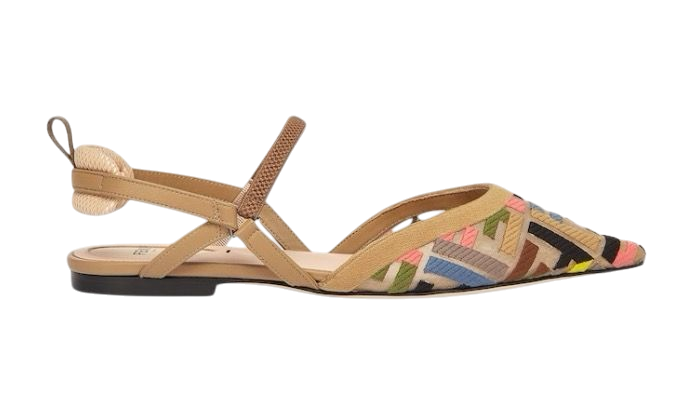 SANDALI - FENDI BALLERINE A RETE MULTICOLORE CON TACCO BASSO