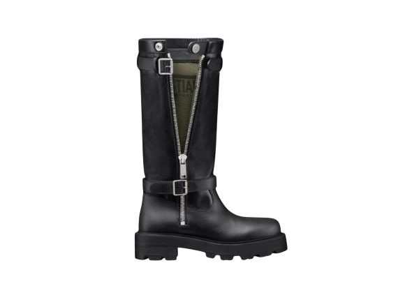 STIVALI - DIOR IN VITELLO NERO E KAKI IN TESSUTO TECNICO NERO