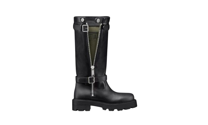 STIVALI - DIOR IN VITELLO NERO E KAKI IN TESSUTO TECNICO NERO