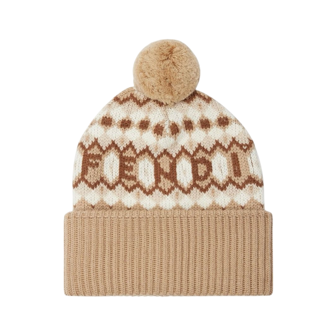 BERRETTO - FENDI LANA JACQUARD MARRONE
