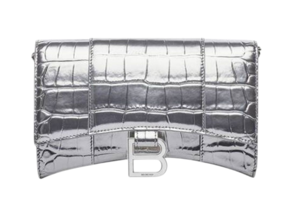 PORTAFOGLIO - BALENCIAGA HOURGLASS CATENA ARGENTO
