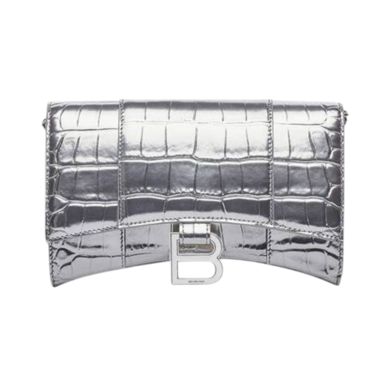 PORTAFOGLIO - BALENCIAGA HOURGLASS CATENA ARGENTO