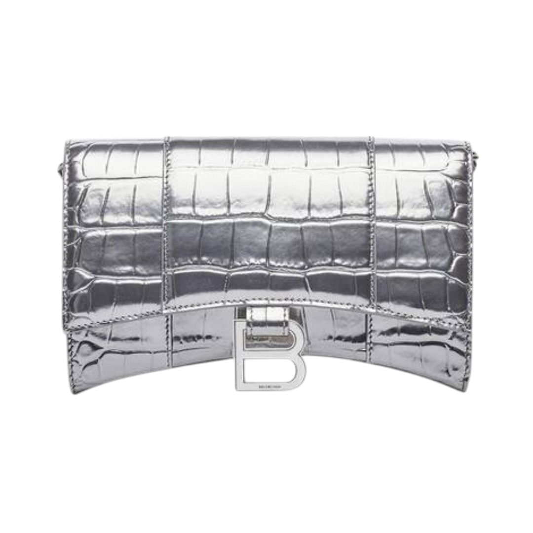 PORTAFOGLIO - BALENCIAGA HOURGLASS CATENA ARGENTO