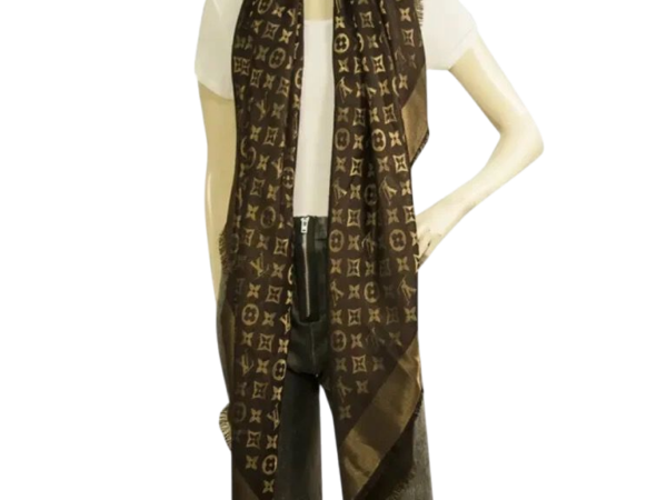 SCIARPA - LOUIS VUITTON LANA LUCIDA CON MOTIVO MONOGRAM MARRONE