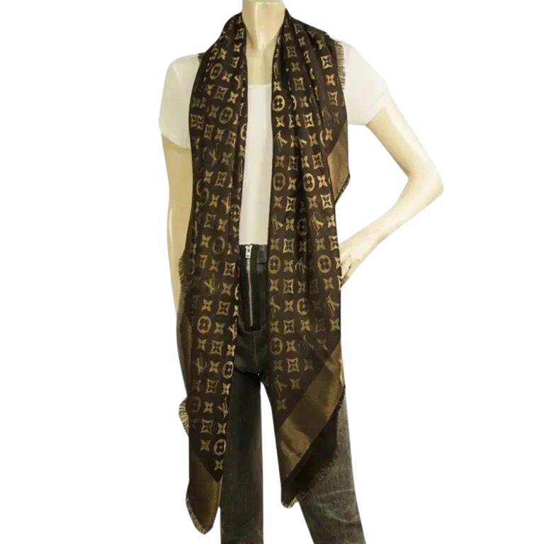 SCIARPA - LOUIS VUITTON LANA LUCIDA CON MOTIVO MONOGRAM MARRONE