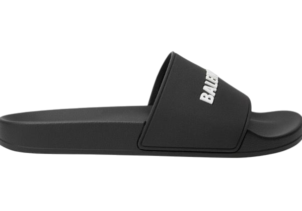 SANDALI - BALENCIAGA IN GOMMA DETTAGLIATE CON LOGO - NERO