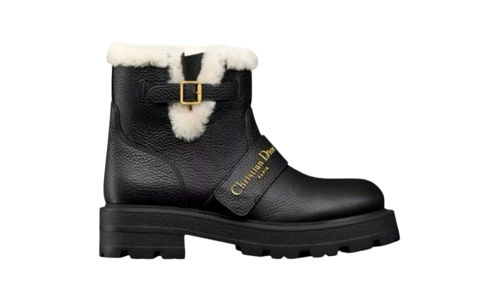 STIVALI - DIOR IN VITELLO NERO E MONTONE BIANCO