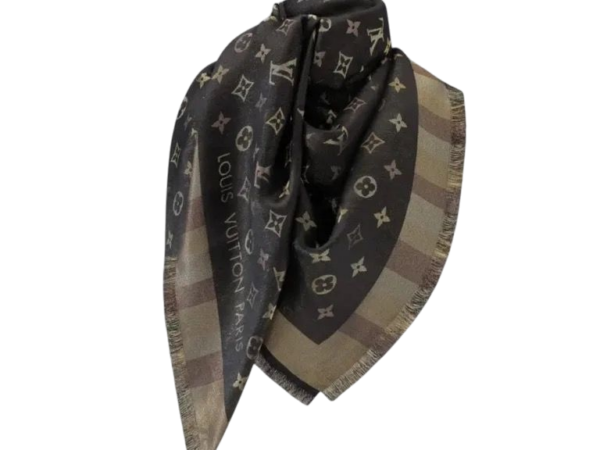 FOULAR - LOUIS VUITTON SETA LUCIDA CON MOTIVO MONOGRAM MARRONE