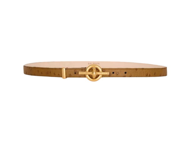 CINTURA - BALMAIN T-BAR IN VITELLO MARRONE
