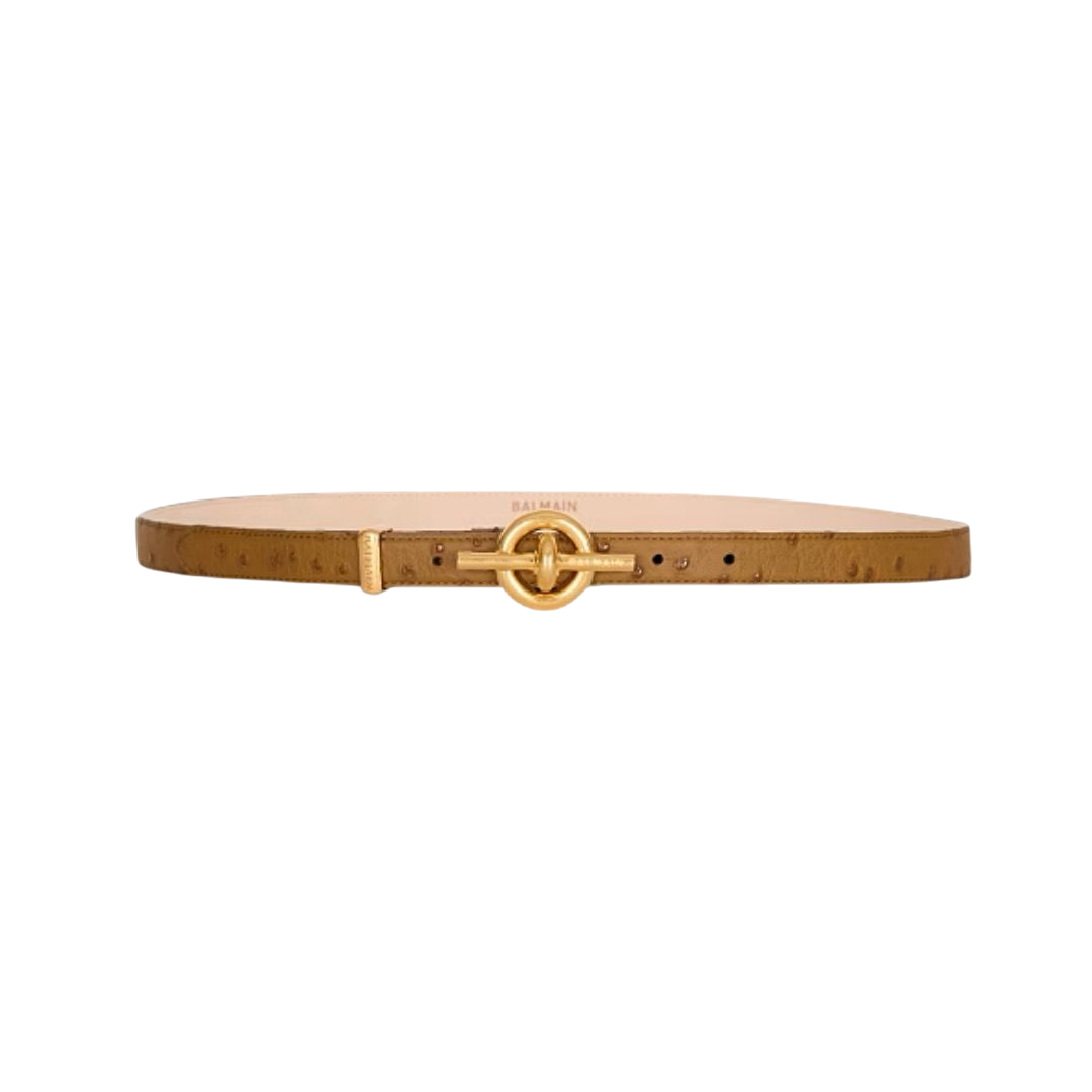CINTURA - BALMAIN T-BAR IN VITELLO MARRONE