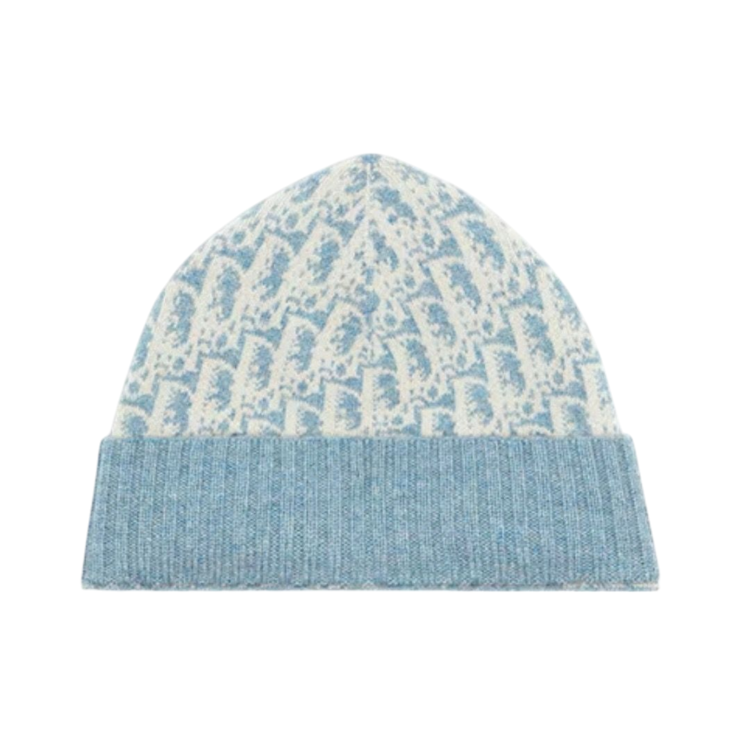 BERRETTO - DIOR JACQUARD CACHEMIRE ÉCRU E BLU