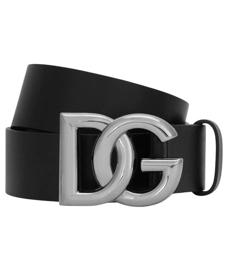 CINTURA - DOLCE & GABBANA IN VITELLO NERO/SILBER
