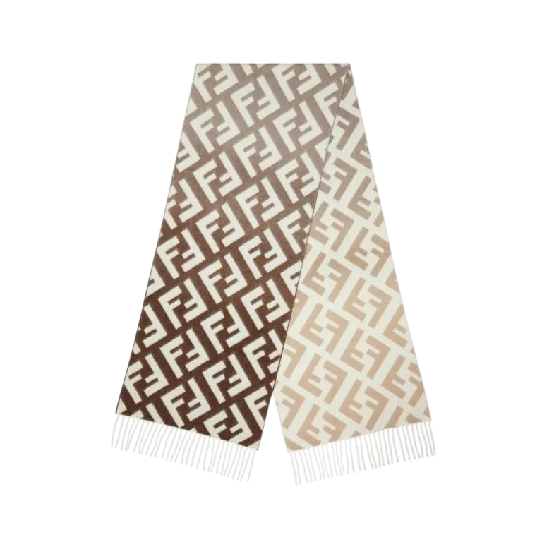 SCIARPA - FENDI IN LANA E CASHMERE DI COLORE GRIGIO MARRONE