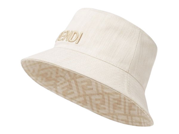 BERRETTO - FENDI BUCKET REVERSIBILE CANVAS BIANCO