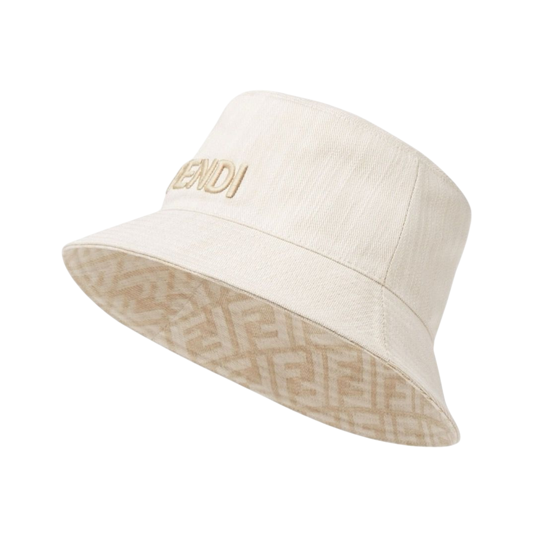 BERRETTO - FENDI BUCKET REVERSIBILE CANVAS BIANCO